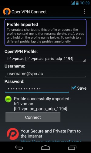 download the new for android OpenVPN Client 2.6.8.1001